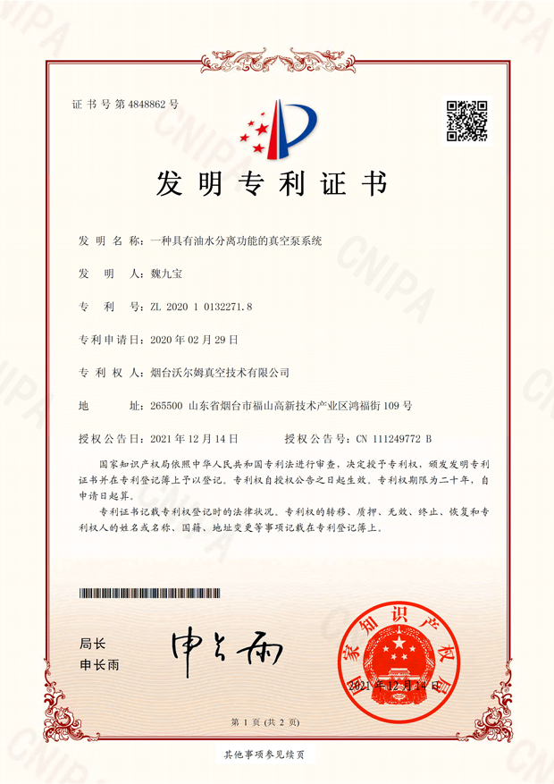 一種具有油水分離功能的真空泵系統(tǒng)